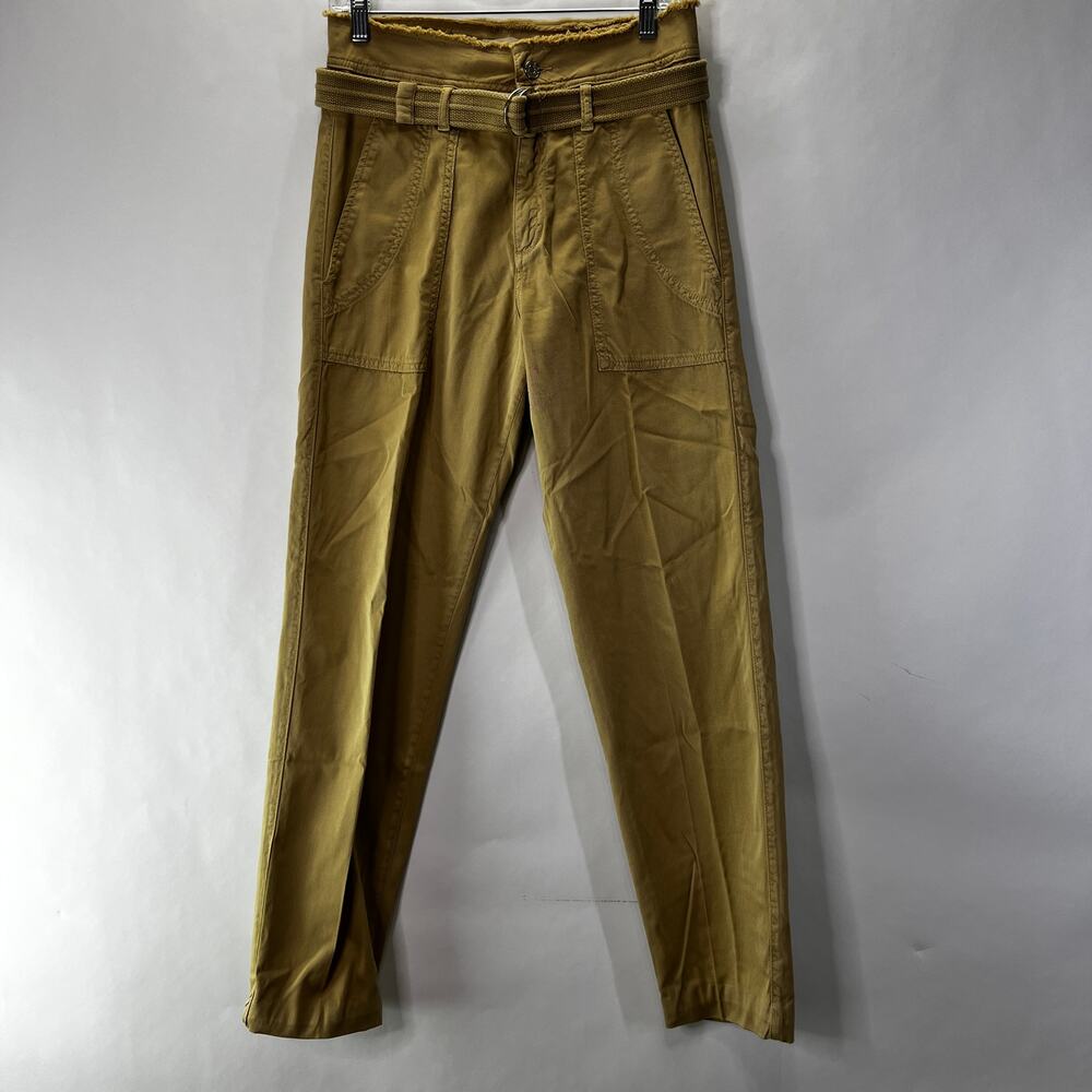 Vanessa Bruno Epagny Sz38 Beige High-Waisted Tapered Leg Belted Trousers